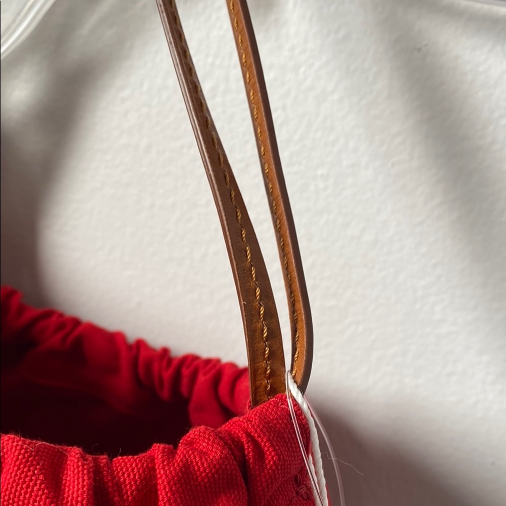 Lafayette 148 Red Canvas Bag with Brown Leather Accents, NWT - Picture 7 of 11